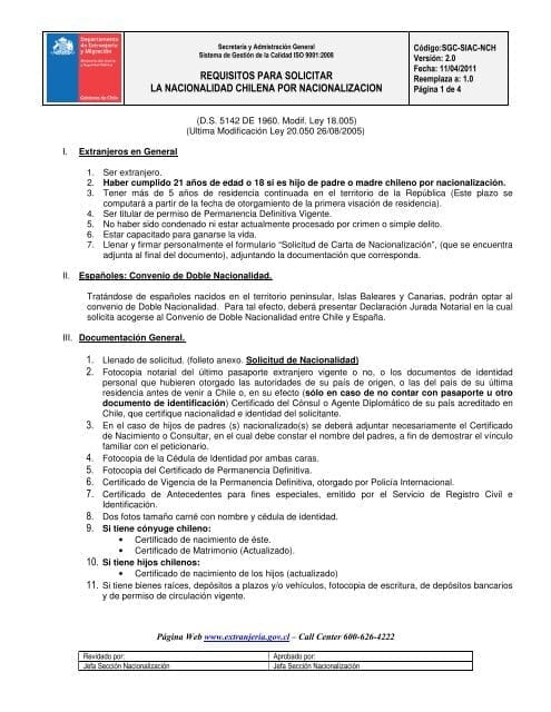 Cuáles son los requisitos para obtener la nacionalidad chilena